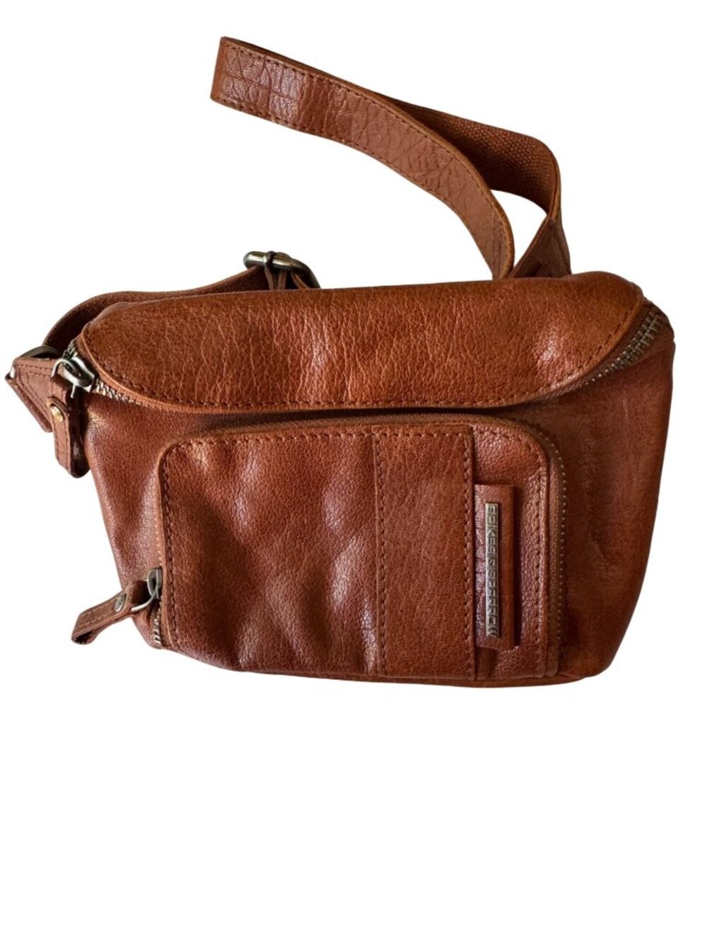 Spikes & Sparrow Brown Leather Crossbody Bag Adjustable Strap Zip Pocket